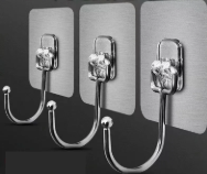 Adhesive Wall Hooks - Stainless Steel, Set of 5