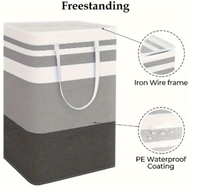 Collapsible Laundry Basket - 70L with Rope Handles