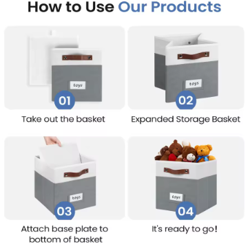Collapsible Storage Bins - Fabric, Set of 3