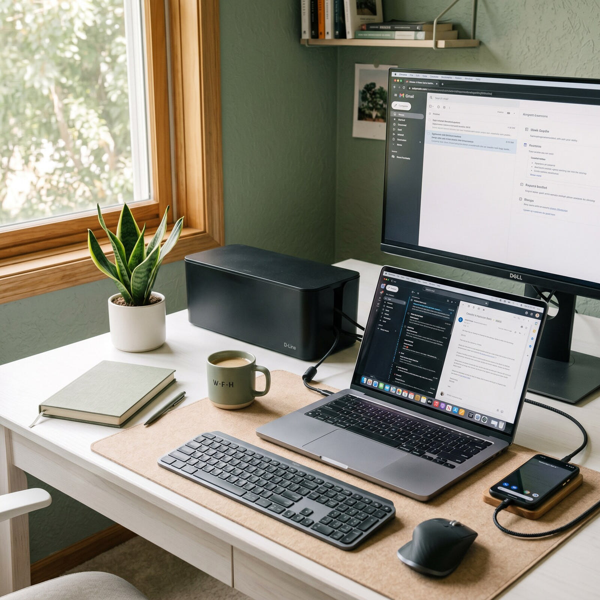 Desk Cable Management Box - Magnetic Lid