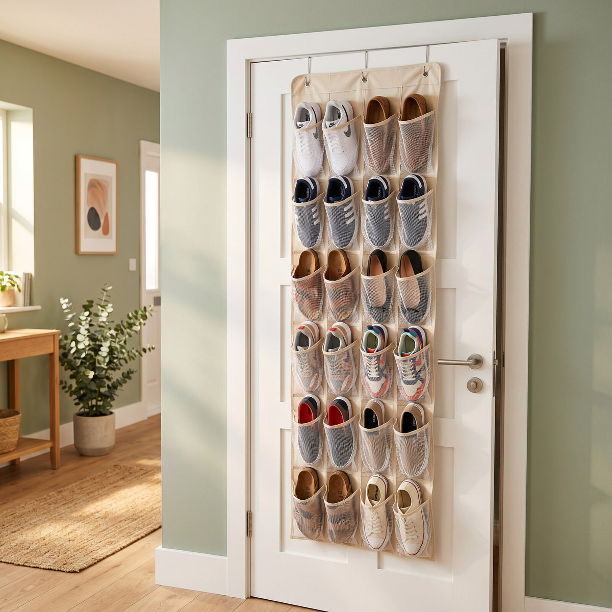 Over-the-Door Shoe Organizer - 24 Clear Pockets