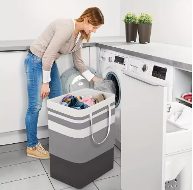 Collapsible Laundry Basket - 70L with Rope Handles