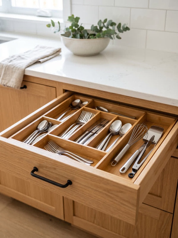 Bamboo Drawer Organizer Set - Expandable 5-Piece
