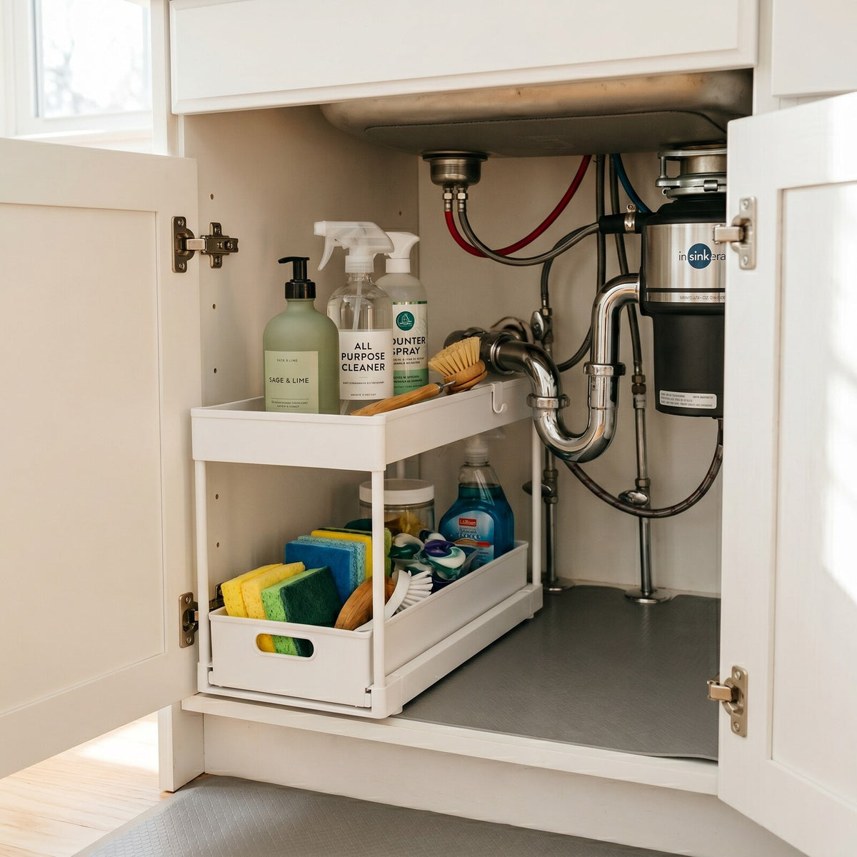 Under-Sink Sliding Organizer - 2-Tier Wire