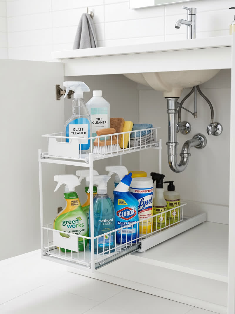 Under-Sink Sliding Organizer - 2-Tier Wire